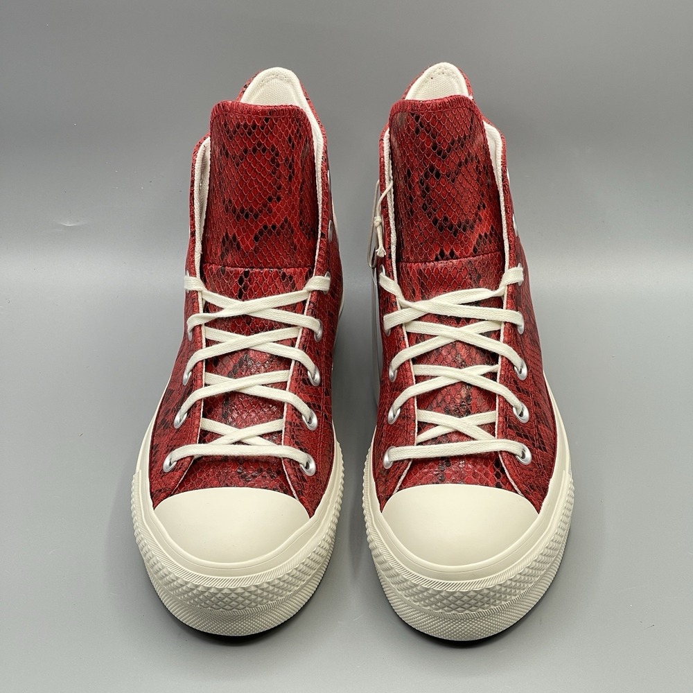 Converse Women's 6.5 Red Sneakers Hi Leather Platform Snakeskin A13392C Festive - Picture 12 of 13